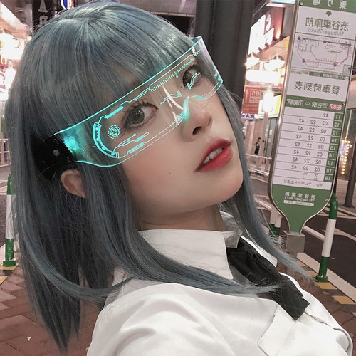 未来科技感护目眼镜赛博朋克科幻发光led墨镜潮女男蹦迪拍照玩具 - 图0
