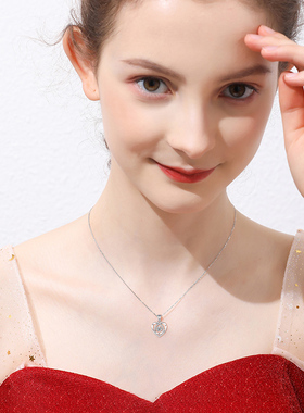 s925纯银浪漫灵动跳的的心项链女