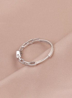 925纯银网红Ins风心形开口戒指女