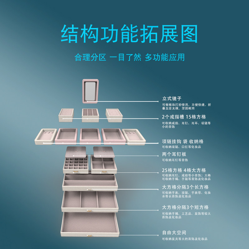 sofis多层珠宝简约大首饰盒收纳盒 sofis首饰盒