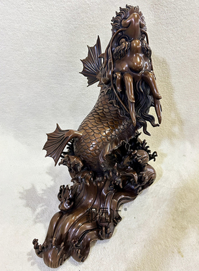 铜匠仁紫铜龙鱼出海铜摆设中式装饰品办公室摆件桌面摆放跃龙门