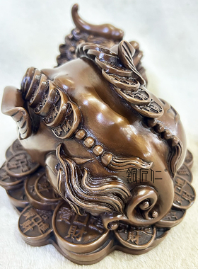 铜匠仁 紫铜摆件铜家居装饰品独角貔貅博古架桌面中式铜器工艺品