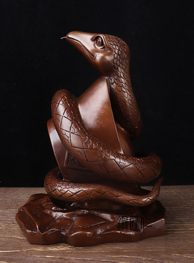 铜匠仁紫铜蛇摆件铜十二12生肖蛇摆设办公室客厅玄关室内工艺品