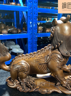 铜匠仁紫铜祥云谛听摆件铜貔貅地藏王坐骑瑞兽铜工艺品玄关装饰