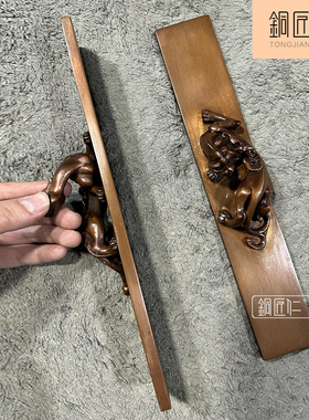 铜匠仁紫铜螭钮镇纸摆件一对铜瑞兽家居装饰品玄关办公书房摆设