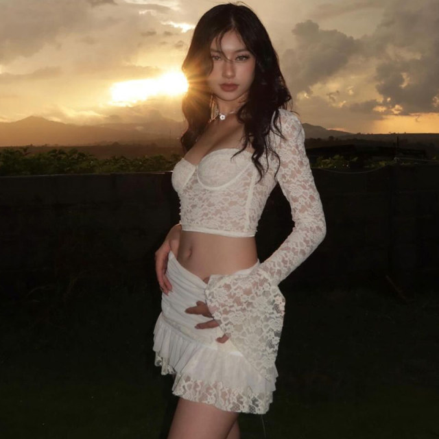 ຊຸດ lace splicing sexy ແບບເອີຣົບແລະອາເມລິກາ