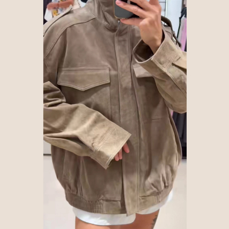Casual waist cinched long sleeved shirt jacke秋季日韩休闲宽 - 图2
