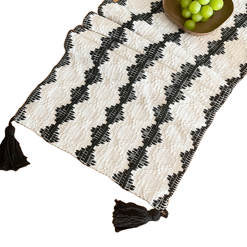 复古黑白桌旗桌布床旗茶几餐桌电视柜布艺长条简约北欧ins隔热布,淘宝优惠券,粉丝福利购,淘宝优惠卷