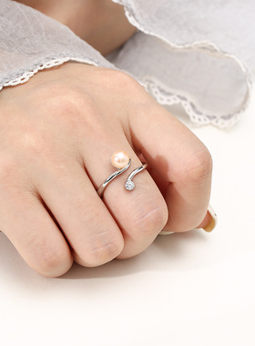 奢金轩男女纯银日韩珍珠戒指空托