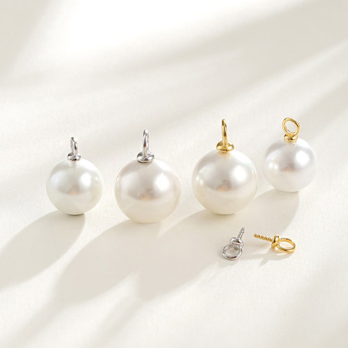 S925纯银珍珠吊坠针式空托配件 diy手工简约小巧百搭吊坠女款珠托 - 图0