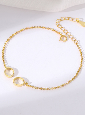 男女简约纯银翡翠平安扣手链空托