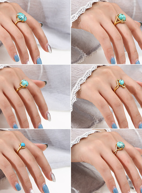 翡翠戒指空托女纯银蜜蜡绿松戒托