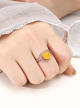 奢金轩女纯银日韩珍珠戒指空托