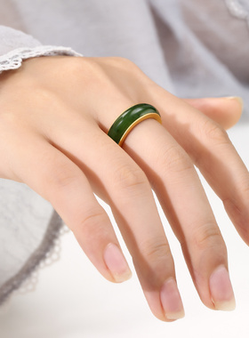 保护套银圈蜜蜡翡翠戒指空托简约