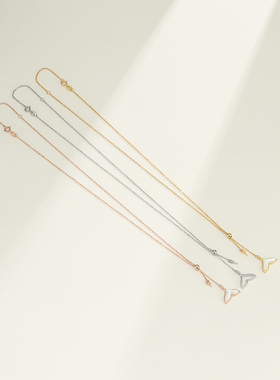 纯银十字链女鱼尾美人鱼项链空托