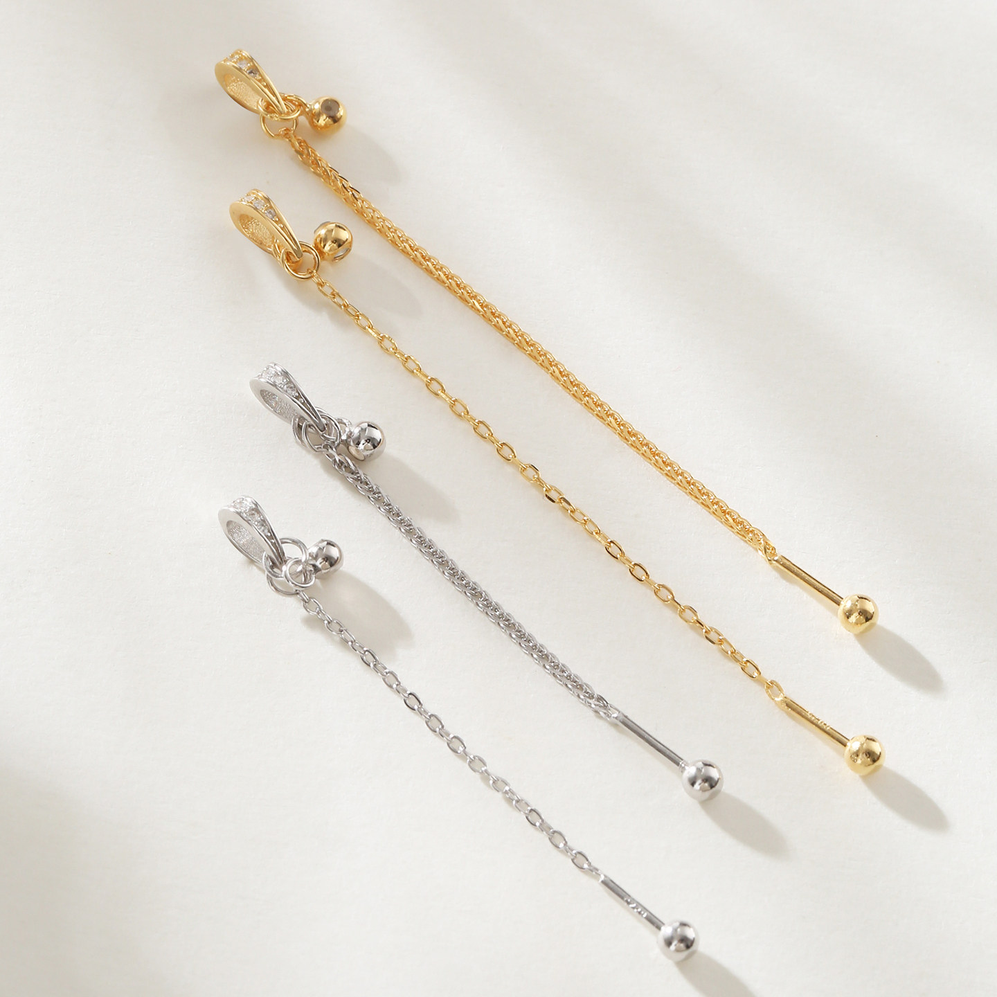 S925纯银平安夹扣镀18K金吊坠扣螺旋针式调节万能链条diy项链配件,淘宝优惠券,粉丝福利购,淘宝优惠卷