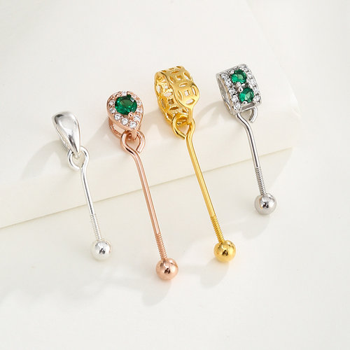 925纯银珍珠吊坠扣头转运珠耳饰diy配件路路通圆珠子通孔项坠空托 - 图3