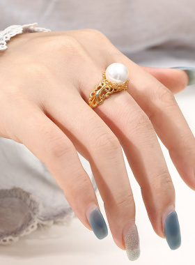 奢金轩女纯银欧式珍珠戒指空托