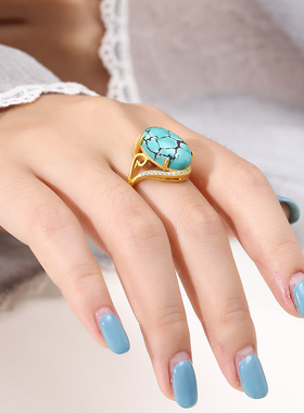 纯银日韩风和田玉翡翠戒指空托