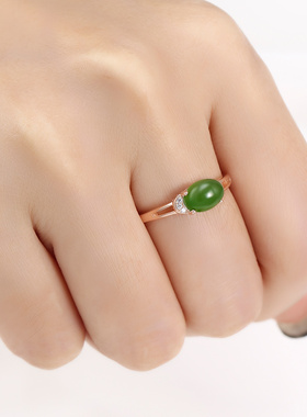 纯银空托气质日韩镶嵌和田玉925