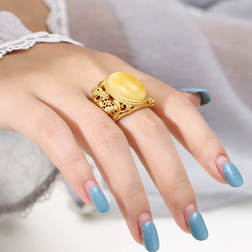 925 Серебряное персонализированное кольцо до властного кольца тоже пустое 12*16 Пчелиной Вокс янтарный мужское кольцо 10*14*19 15*20