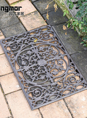 Sungmor 铸铁长方形地垫田园庭院入户门踏除尘刮泥板欧美装饰摆件