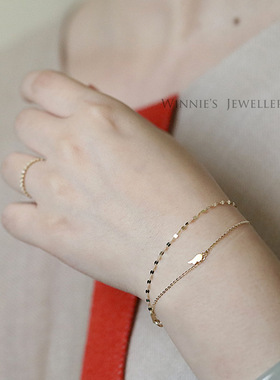 百搭简约极细纯银镀金轻奢手链