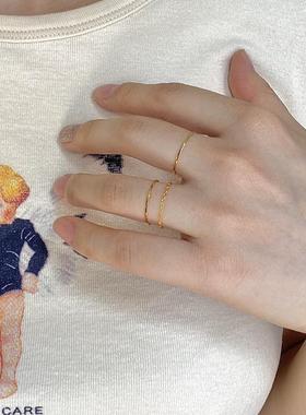 不掉色极细素圈钛钢戒指