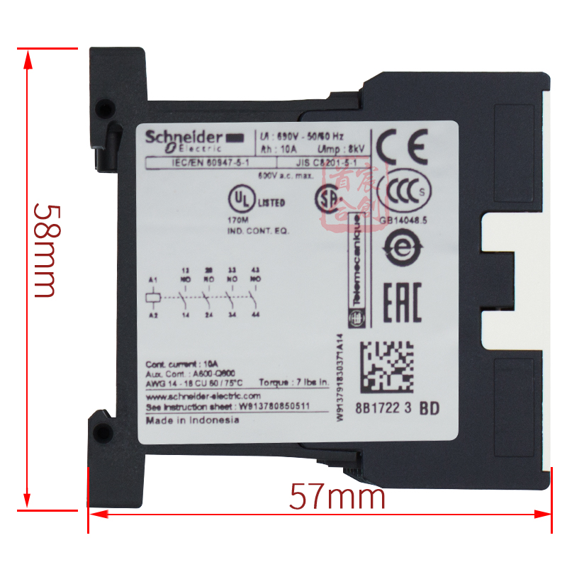 施耐德直流接触器式继电器CA3KN40BD CA3KN22BD线圈电压DC24V原装 - 图2