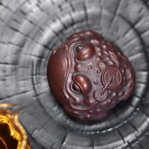 创意陶瓷茶道全手工莲蓬大红蟾蜍茶玩个性把玩富甲一方家用摆设 - 图1