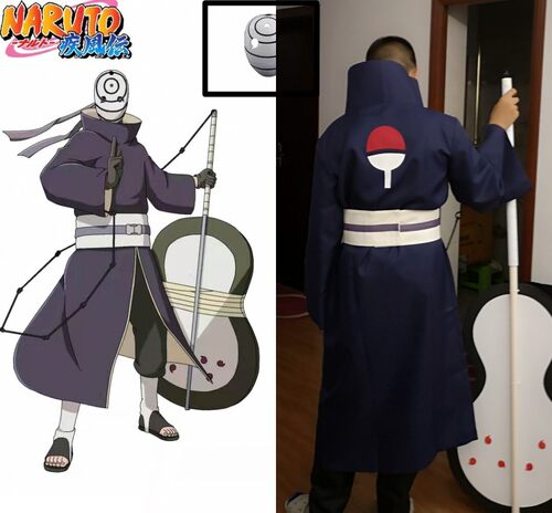 日系火影宇智波带土cos忍者面具佐助阿飞动漫cosplay套装带土团扇 - 图1