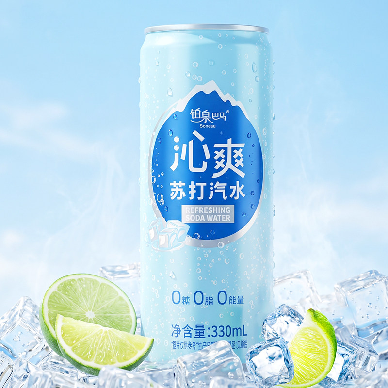 铂泉巴马沁爽含汽苏打汽水0糖0卡0脂原味健身无糖饮料调酒气泡水