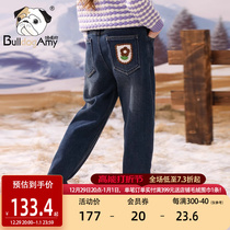 Girl Gvet Thickened Jeans Blue 2023 Winter new CUHK Dress Warm Trousers Girl Children Pants