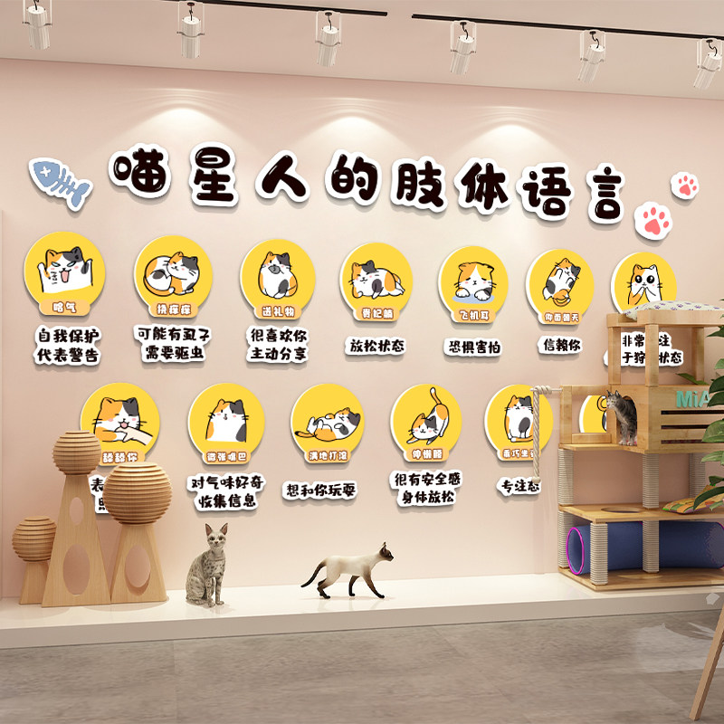 宠物店墙面装饰品撸猫咖馆氛围布置形象背景贴画美容海报网红打卡,淘宝优惠券,粉丝福利购,淘宝优惠卷