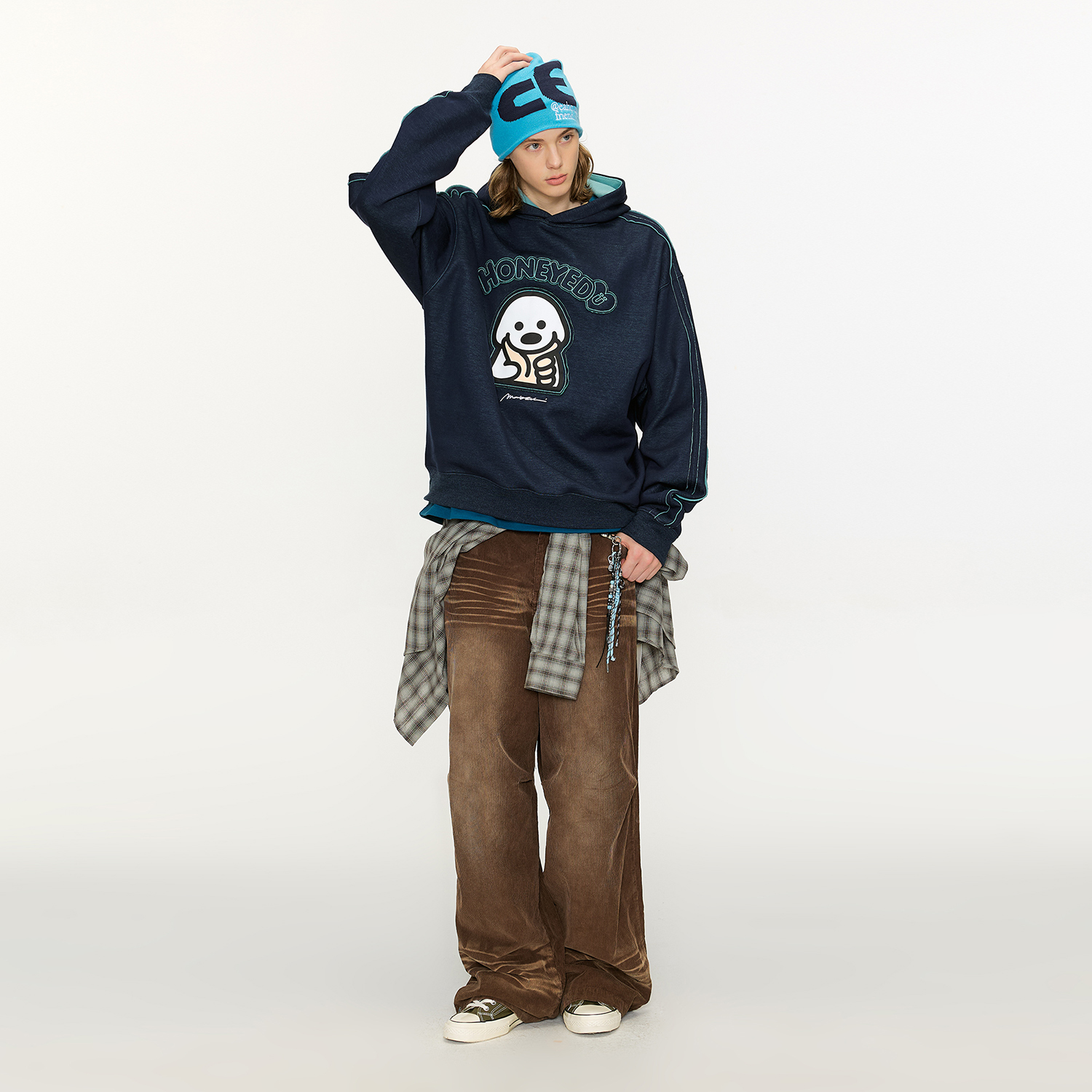 陈浚铭同款GUUKA&matsui联名小狗情侣卫衣男抗静电连帽衫加绒上衣 - 图1