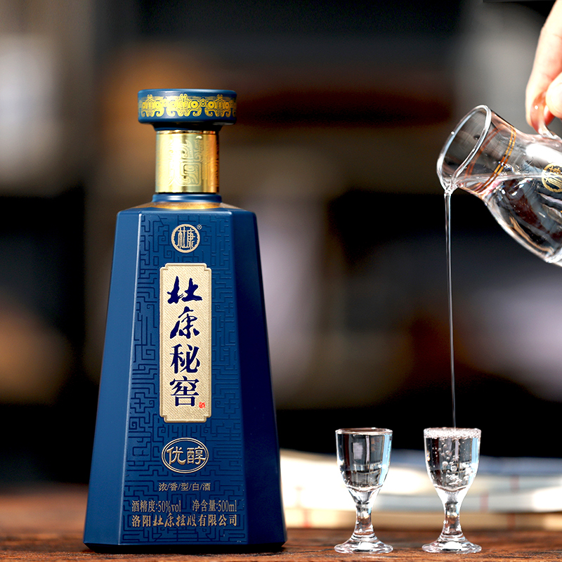 杜康秘窖优醇50度500ml*6瓶装古窖自然醇浓香型商务宴请送礼白酒 - 图0