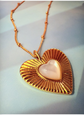 法式复古中古项链文艺桃心项链