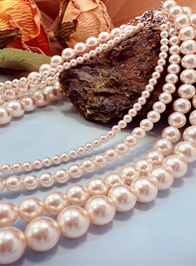 混彩樱花粉施华洛世奇珍珠项链