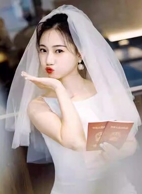 超仙领证法式森系高级感订婚头纱