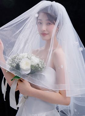 双层造型新娘结婚婚礼头纱蓬蓬纱