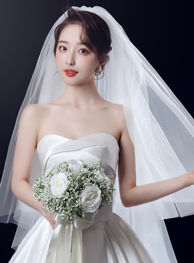 主婚纱头纱澜蒂纱头饰多层新娘