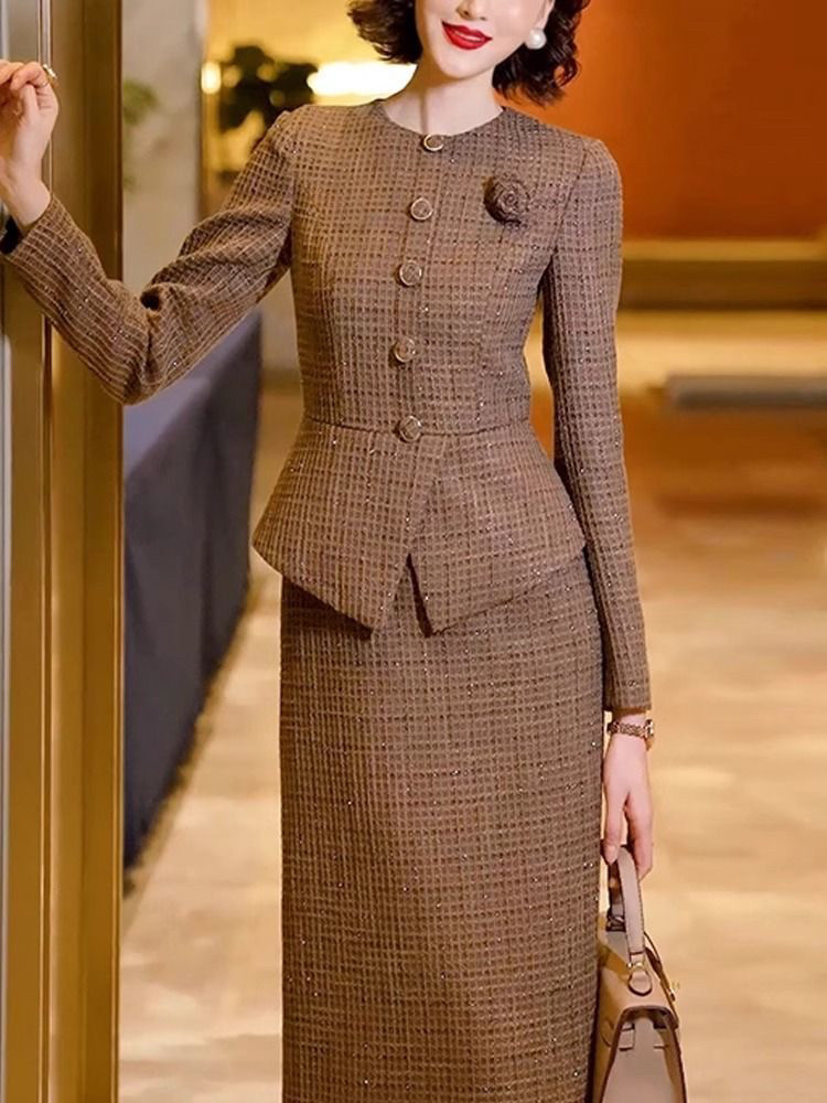 毛呢套装裙两件套冬装2024新款女气质小香风名媛洋气秋冬季套装女,淘宝优惠券,粉丝福利购,淘宝优惠卷