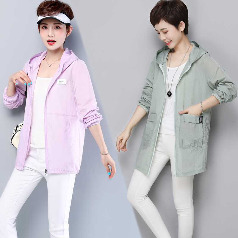 喜彭服饰旗舰店妈妈夏季薄防晒衣女长袖中年连帽外套时尚新款洋气百搭开衫防晒服0