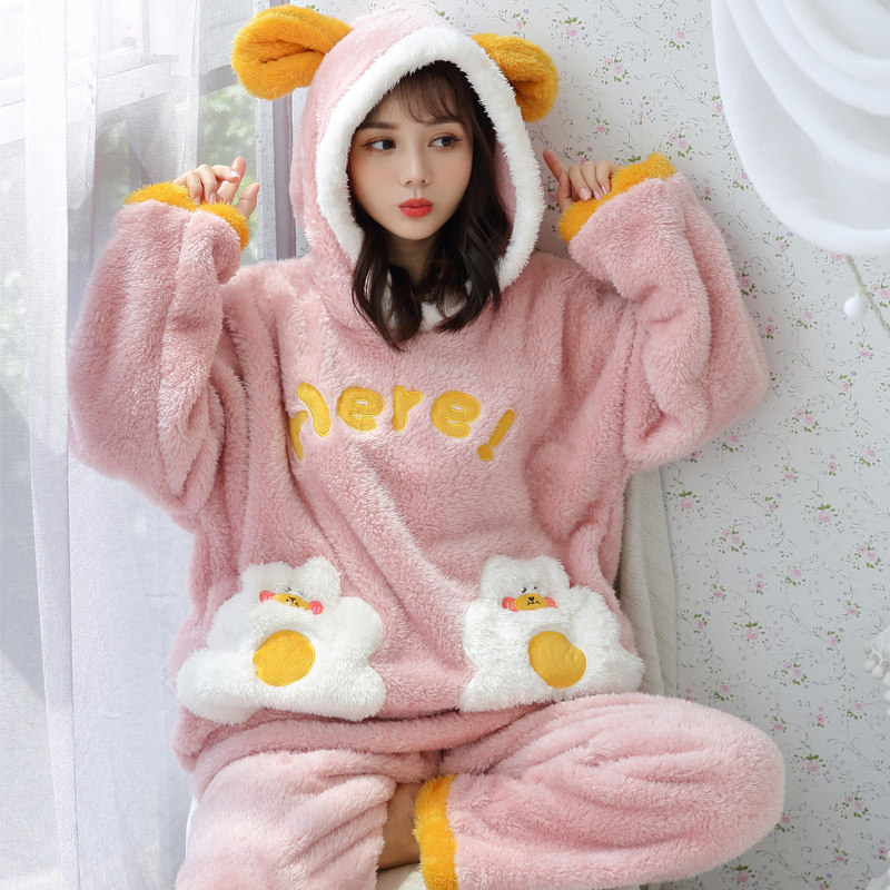 女大童女生少女孩甜美法兰绒睡衣 韩雨芹睡衣/家居服套装