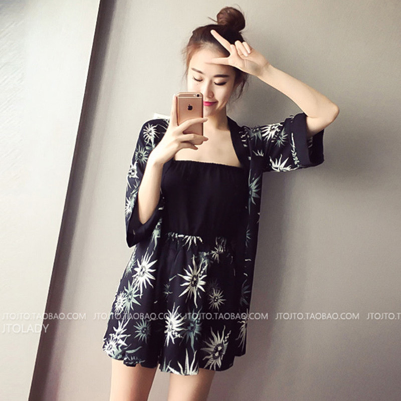 夏冰丝可外穿性感抹胸连体裤睡衣 七彩萤睡衣/家居服套装