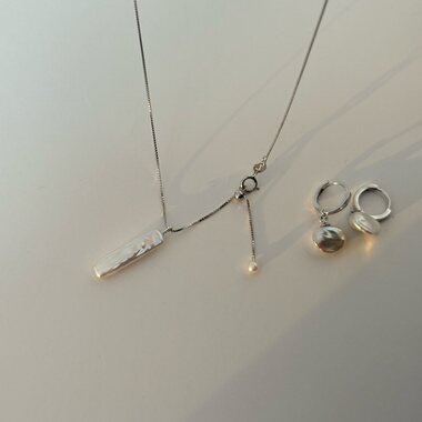 小众高级天然淡水珍珠小银条项链s925纯银气质个性百搭通勤锁骨链