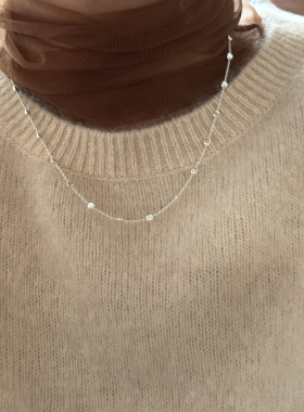s925纯银时尚闪光小银片项链女轻奢小众设计毛衣链气质秋冬高级感
