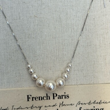 微笑合集！s925纯银渐变施家珍珠锁骨链小众气质百搭通勤项链叠戴