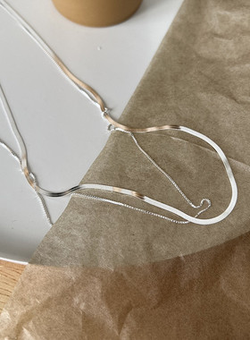 蛇骨链女双层锁骨链纯银