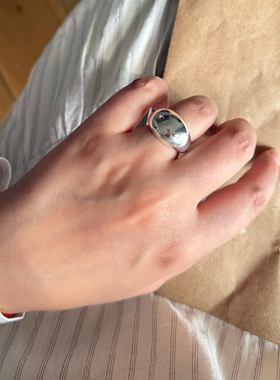 胖墩墩~小众设计光面宽版弧度个性戒指女简约食指戒通体s925纯银